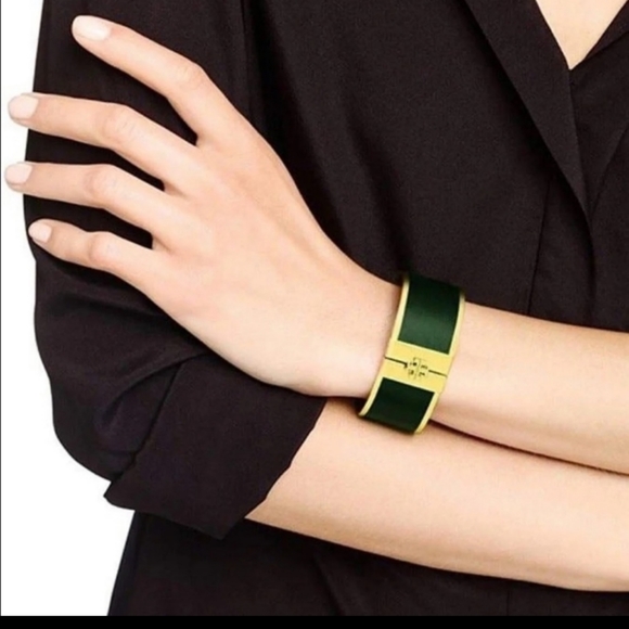 Tory Burch Brown Leather Inlay Cuff - Picture 2 of 5